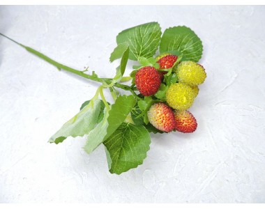 Веточка земляники 30 см, красный/желтый - 1 шт.
