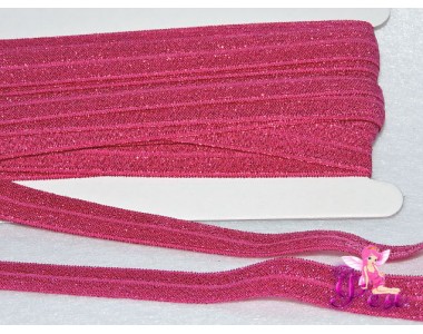 Тесьма эластичная с люрексом 15 мм, фукси темный