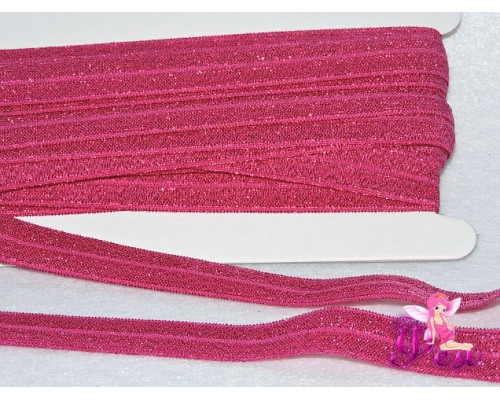 Тесьма эластичная с люрексом 15 мм, фукси темный