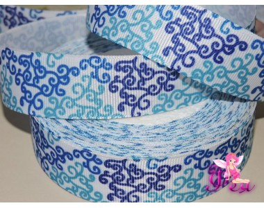 Лента репсовая 25 мм с рисунком "Узоры" - 1м