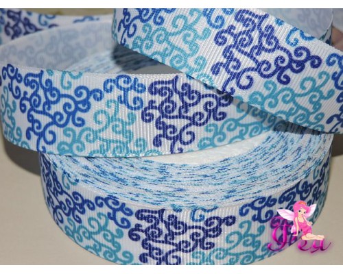 Лента репсовая 25 мм с рисунком "Узоры" - 1м