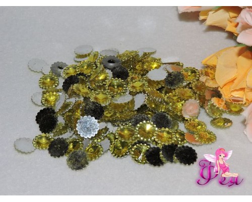 Стразы-декор "Цветок" 12 мм, фисташковый