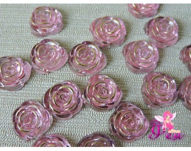 Стразы 13 мм "Розочки", цв. розовый - 1 шт