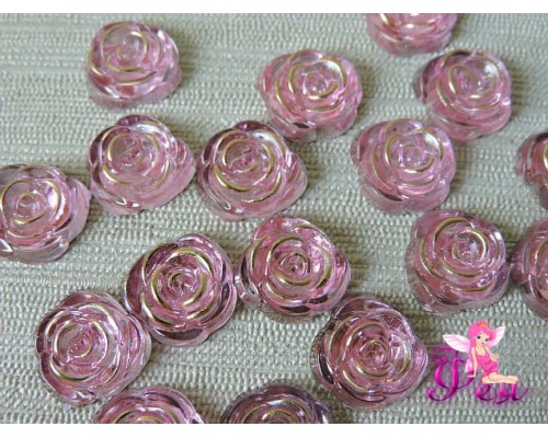 Стразы 13 мм "Розочки", цв. розовый - 1 шт