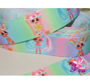 Лента репсовая 25 мм с рисунком «Hairdorables» (Хэрдораблс) № 4 - 1м