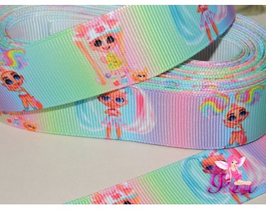 Лента репсовая 25 мм с рисунком «Hairdorables» (Хэрдораблс) № 4 - 1м