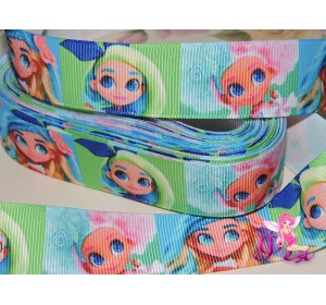 Лента репсовая 25 мм с рисунком «Hairdorables» (Хэрдораблс) № 5 - 1м