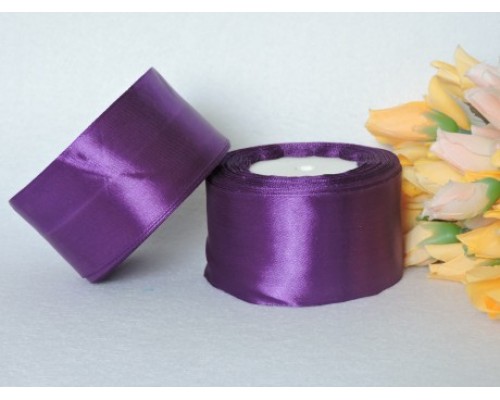 Однотонная атласная лента 50мм, цв. фиолетовый № 35