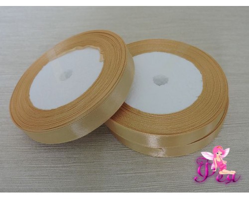 Однотонная атласная лента 12мм, орехового цвета