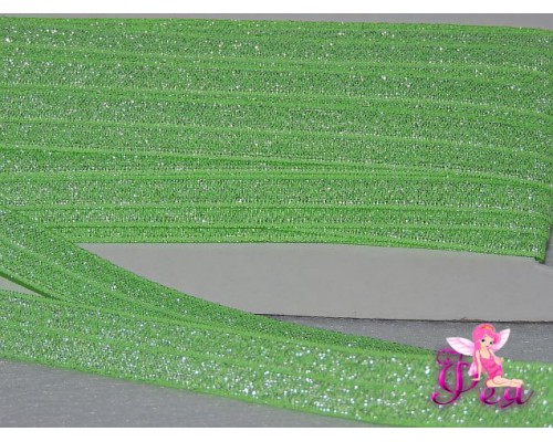 Тесьма эластичная с люрексом 15мм, салатовый