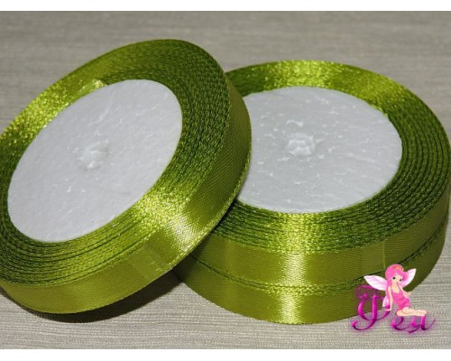 Атласная лента 12 мм, цв.  оливковый - 1 м