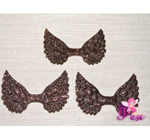 Патч с блестками 4,5 см*3 см "Крылья", шоколадный - 1 шт.