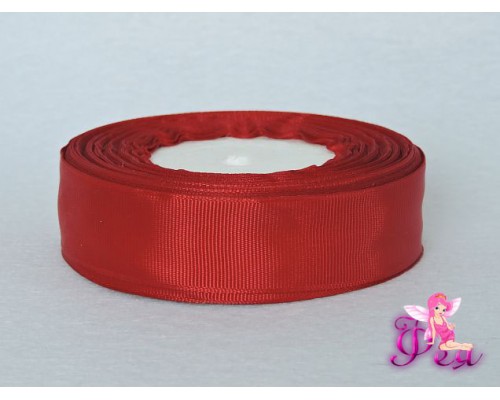 Однотонная репсовая лента 25 мм,  цв. насыщенный бордовый -1 м 