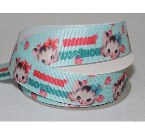 Лента репсовая 25 мм с рисунком, " Мамин котенок"