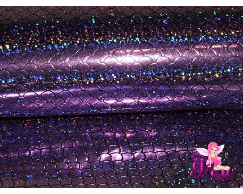 Искусственная кожа "Чешуя" 0.7 мм, цв.  сиреневый