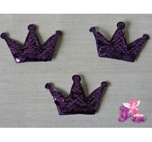 Патч 3D с двухсторон. пайетками "Корона" 6*4 см, сиреневый (1 шт)