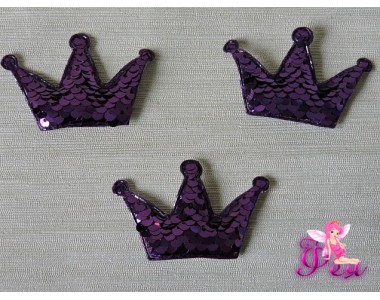 Патч 3D с двухсторон. пайетками "Корона" 6*4 см, сиреневый (1 шт)