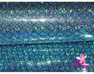 Искусственная кожа "Чешуя" 0.7 мм, цв.  голубой