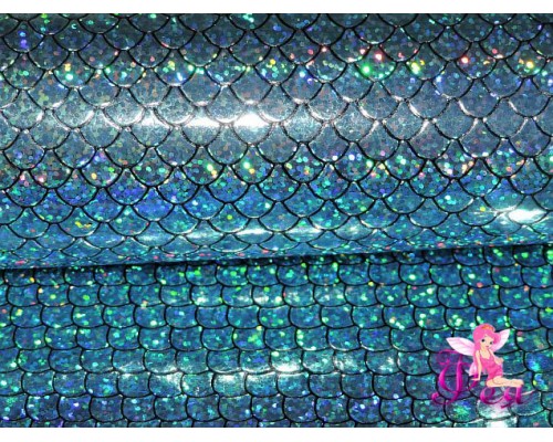 Искусственная кожа "Чешуя" 0.7 мм, цв.  голубой
