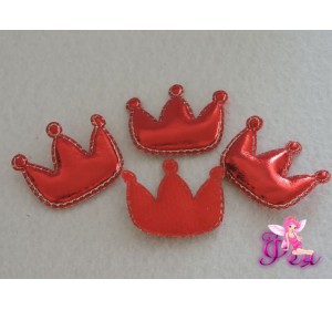 Патч 3D, кожзам " Корона"3,5*3см, красный