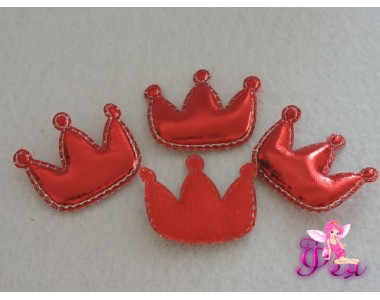 Патч 3D, кожзам " Корона"3,5*3см, красный