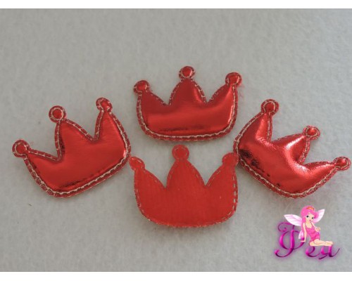 Патч 3D, кожзам " Корона"3,5*3см, красный