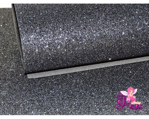 Фоамиран глиттерный 2мм, цв черный -1 лист