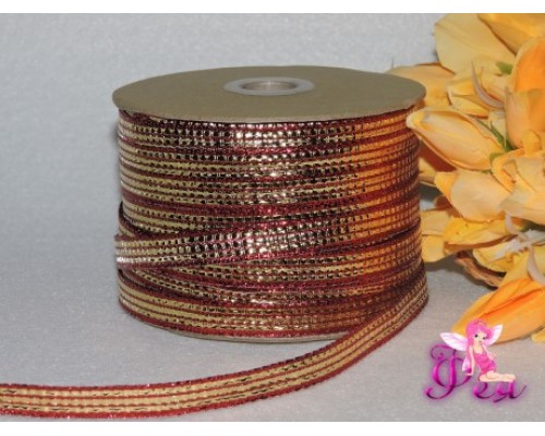 Лента декоративная 10 мм, цв. золотисто-красный