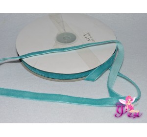 Бархатная лента 1см насыщенно-бирюзового цвета