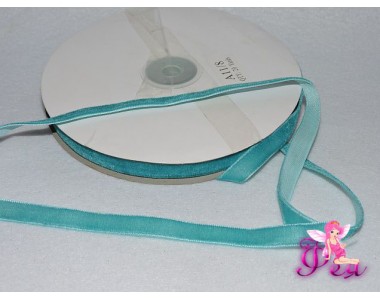 Бархатная лента 1см насыщенно-бирюзового цвета