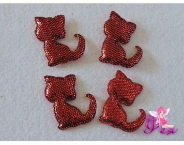 Патч 3D, с пайеток "Котенок", 4,5*3,5 см, красный