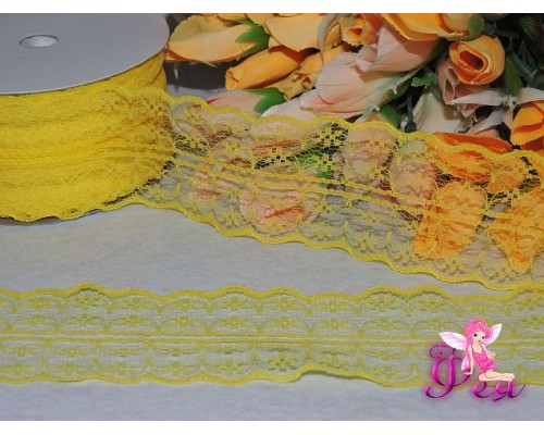 Кружево капрон 45мм ярко-желтого цвета