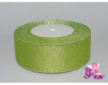 Лента парча 40 мм, салатовый -1 м