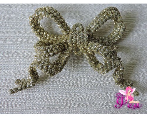 Новогодние украшения  с блестками 8*5см "Бантики",  золото