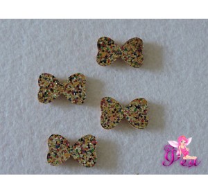 Патч с пайетками  " Бантик" 2,5*1,7 см,  серебро