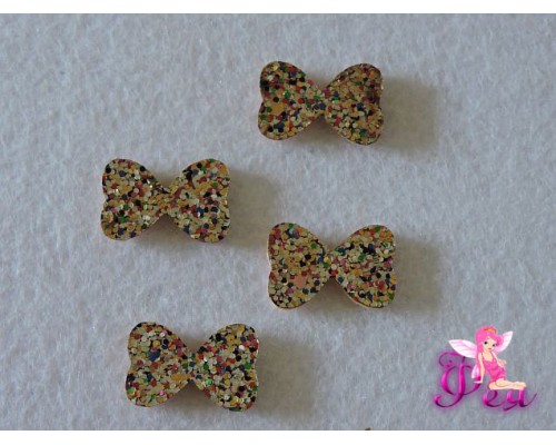 Патч с пайетками  " Бантик" 2,5*1,7 см,  серебро