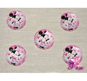 Кабошон стеклянный с рисунком 25 мм "Мини 2" - 1шт