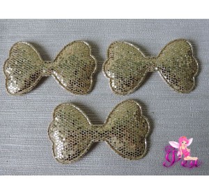 Патч 3D, с пайетками "Бантик" 6,3 *3,5 см, золото