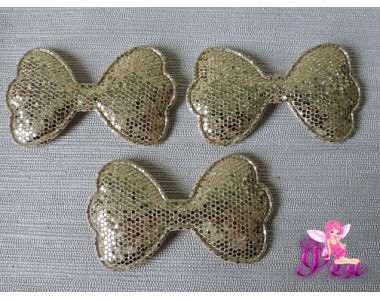 Патч 3D, с пайетками "Бантик" 6,3 *3,5 см, золото