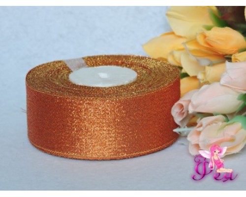 Парча 35мм, цв. оранжевый-золото