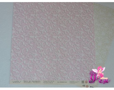 Бумага для скрапбукинга, "Нежность,  кружево", Размер: 30,5 см х 30,5 см.  Плотность: 190 граммов. (двухсторонняя)