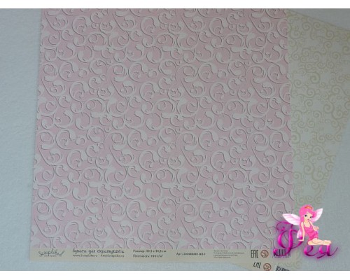 Бумага для скрапбукинга, "Нежность,  кружево", Размер: 30,5 см х 30,5 см.  Плотность: 190 граммов. (двухсторонняя)