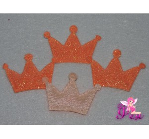 Патч с блестками "Корона 3D" 5*3,5 см, персиковый