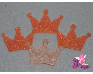 Патч с блестками "Корона 3D" 5*3,5 см, персиковый
