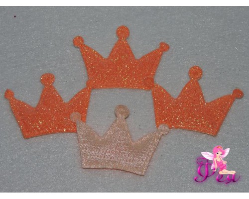 Патч с блестками "Корона 3D" 5*3,5 см, персиковый