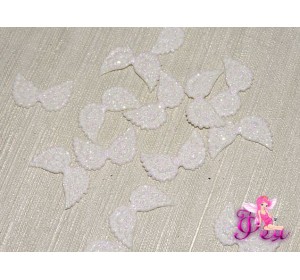 Патч с блестками 2*1 см "Крылья маленькие", белый (1 шт)