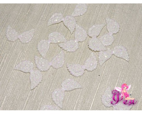 Патч с блестками 2*1 см "Крылья маленькие", белый (1 шт)