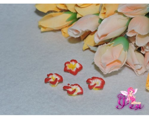 Кабошоны "гавайские цветы" 15мм, цв. крастный