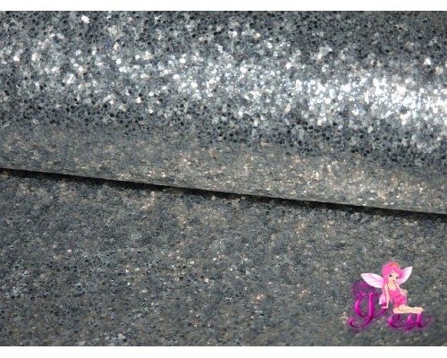 Искусственная кожа "Блестки-ламинация" 0.7 мм, цв.  серебро