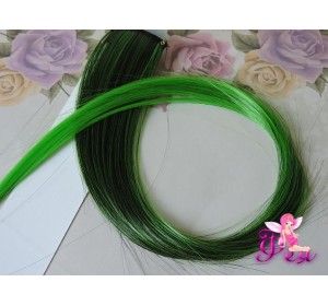 Цветная прядь градиент, 50 см, цв. черный-зеленый - 1 шт.